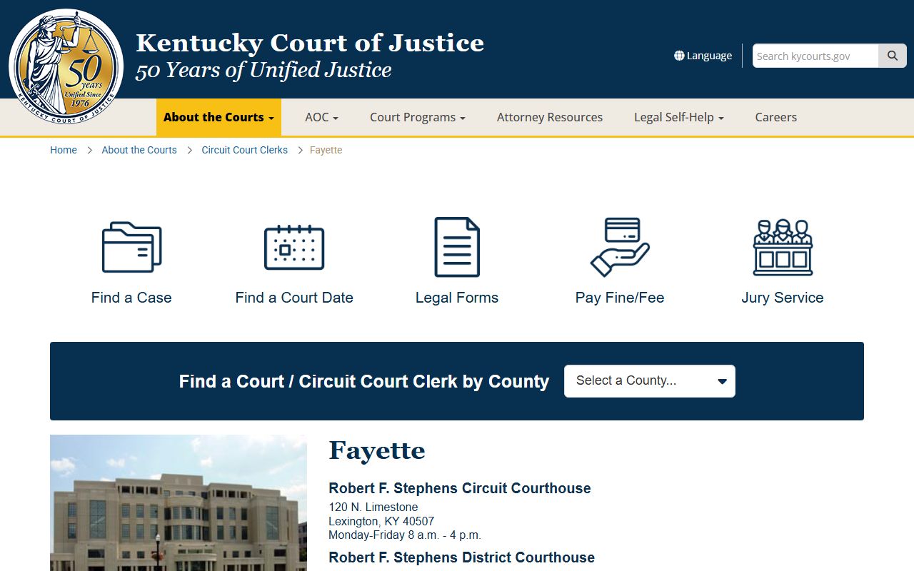 Fayette County court information for Lexington