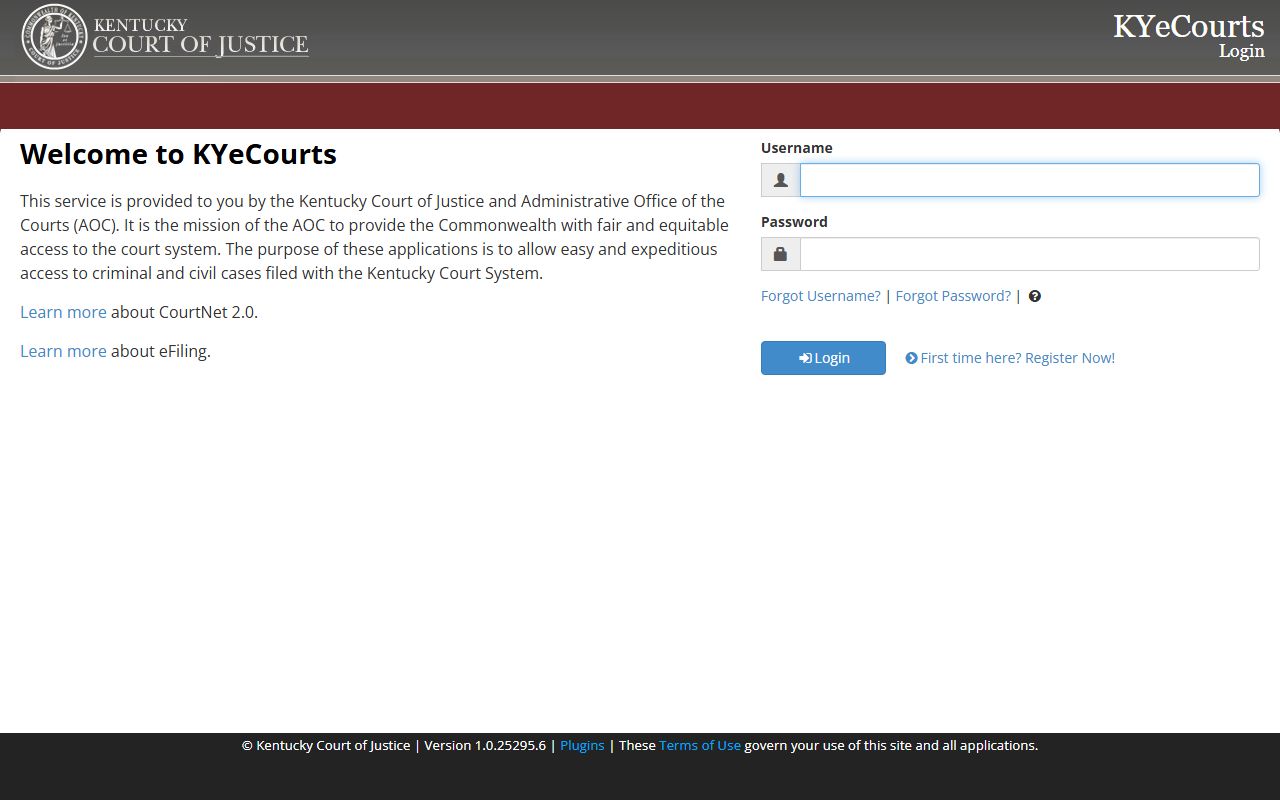 CourtNet case search for Lexington traffic records