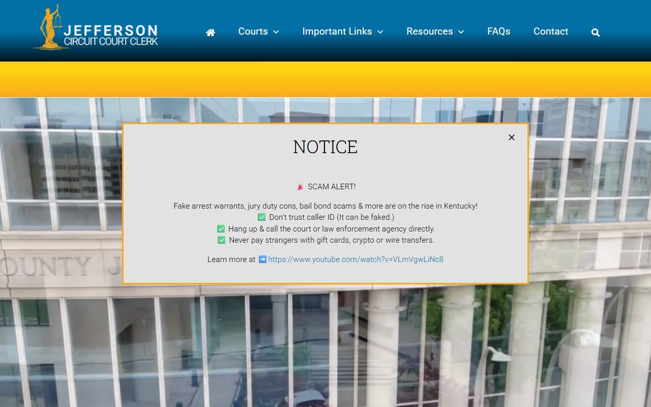 Jefferson County Circuit Clerk for Louisville traffic court records