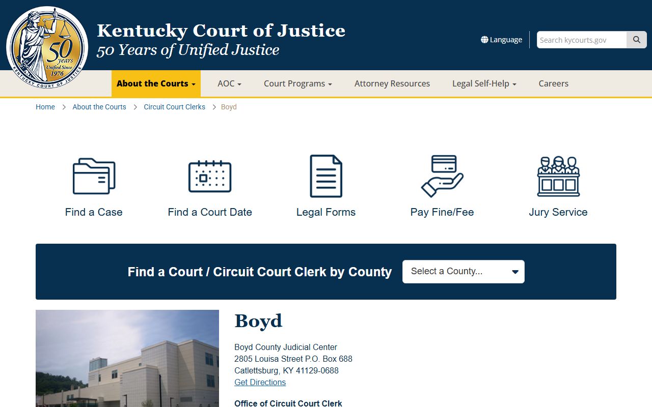 Boyd County court information page