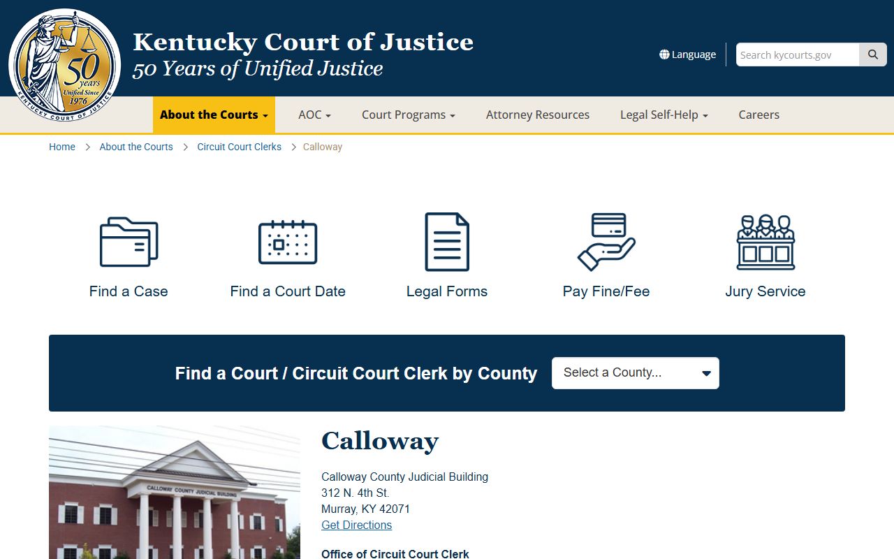 Calloway County court information page