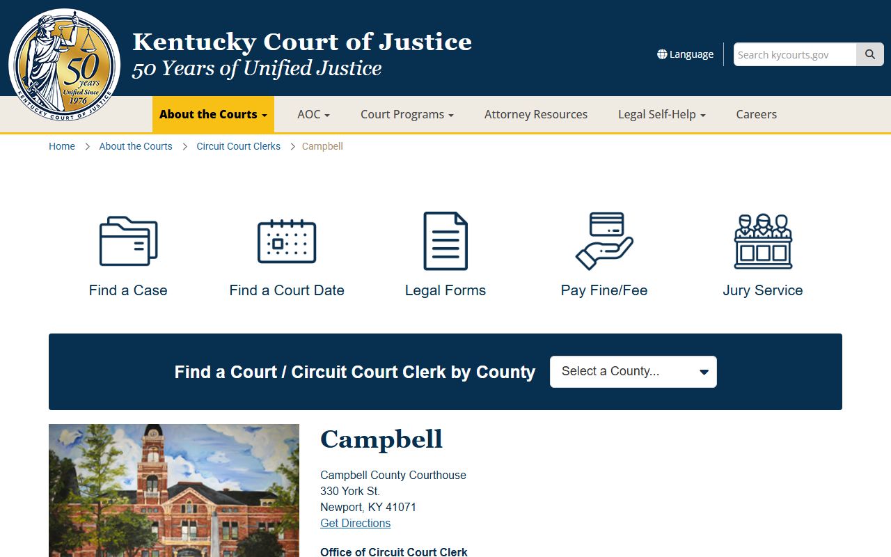 Campbell County court information page