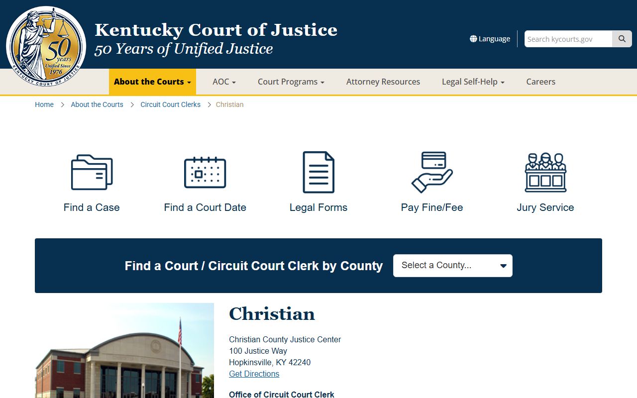 Christian County Kentucky Circuit Court Clerk office for Traffic Court Records