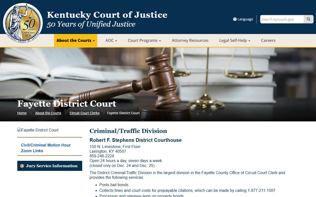 Fayette County District Court traffic division information