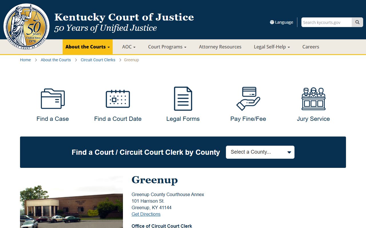 Greenup County court information page