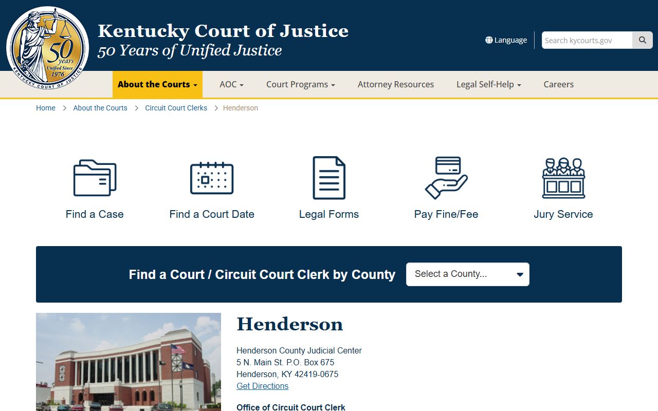 Henderson County court information page