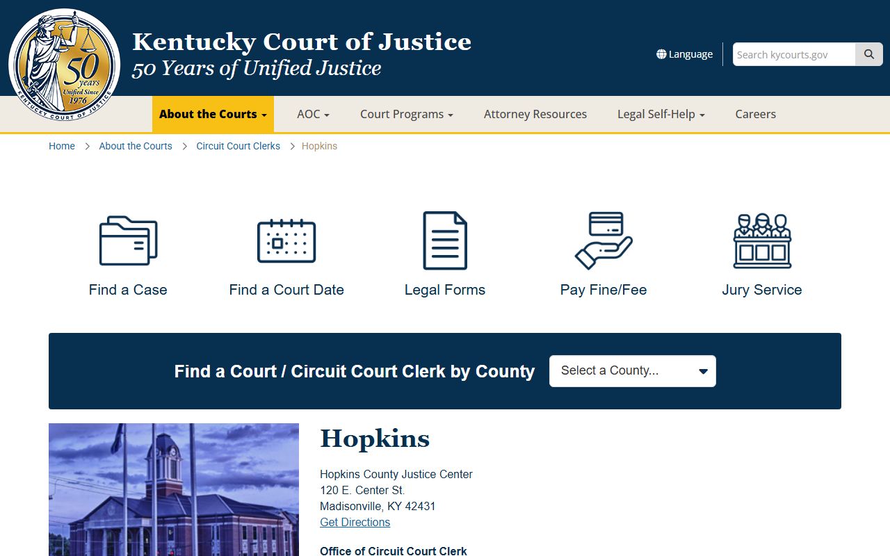 Hopkins County court information page