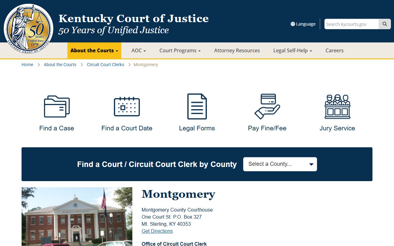 Montgomery County court information page