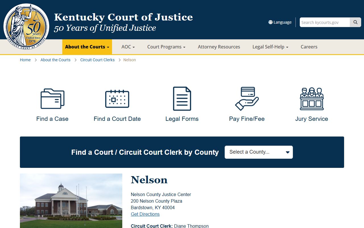 Nelson County court information page