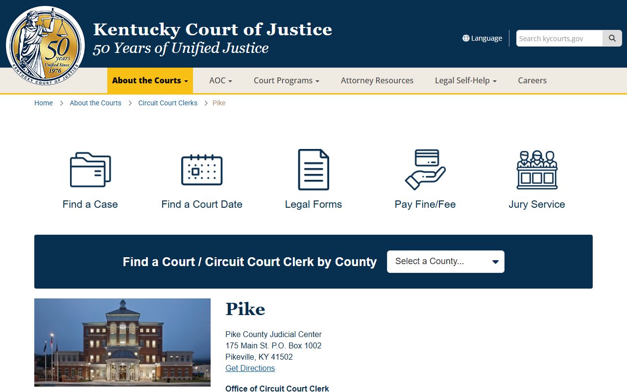 Pike County court information page