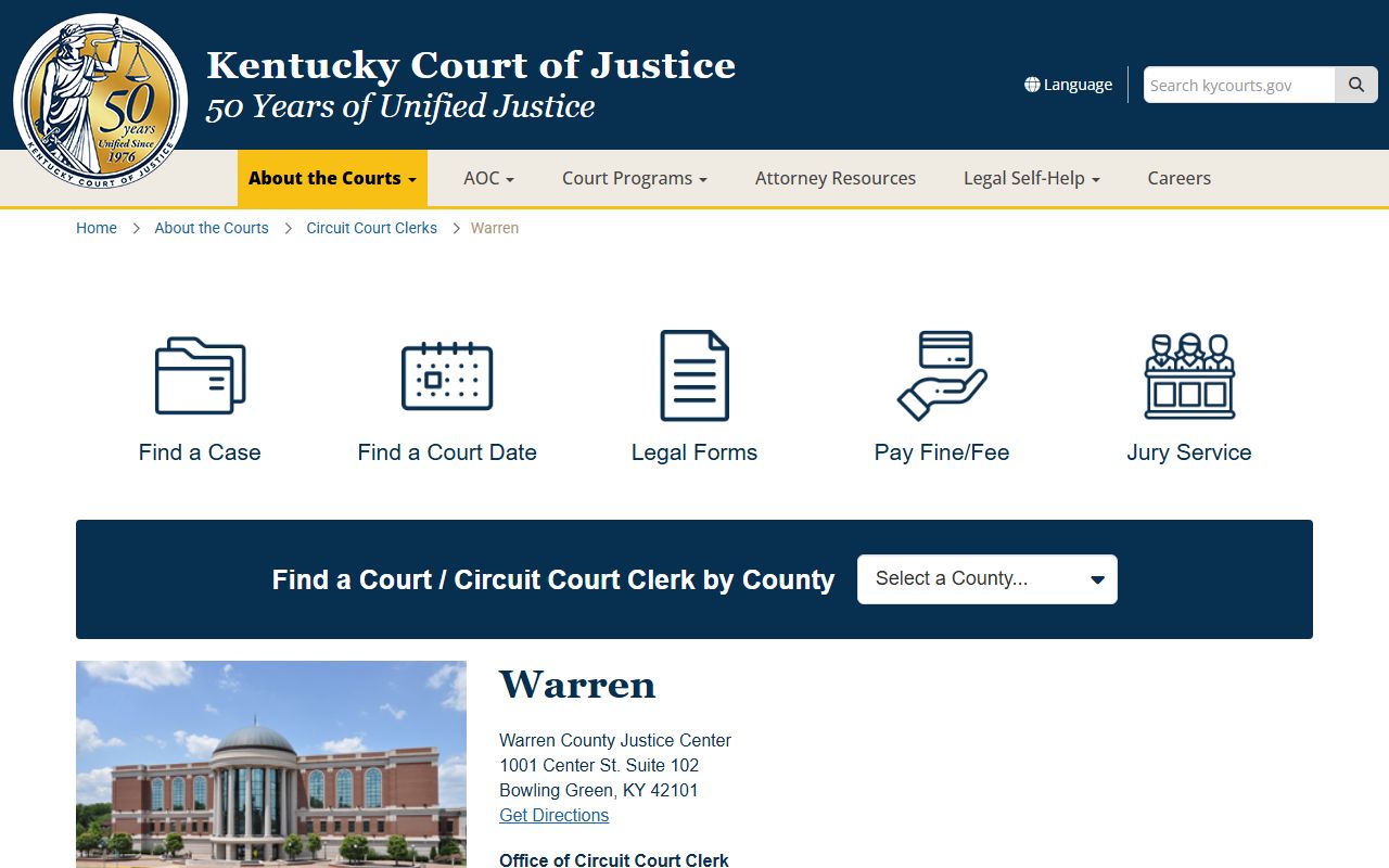 Warren County Justice Center court information